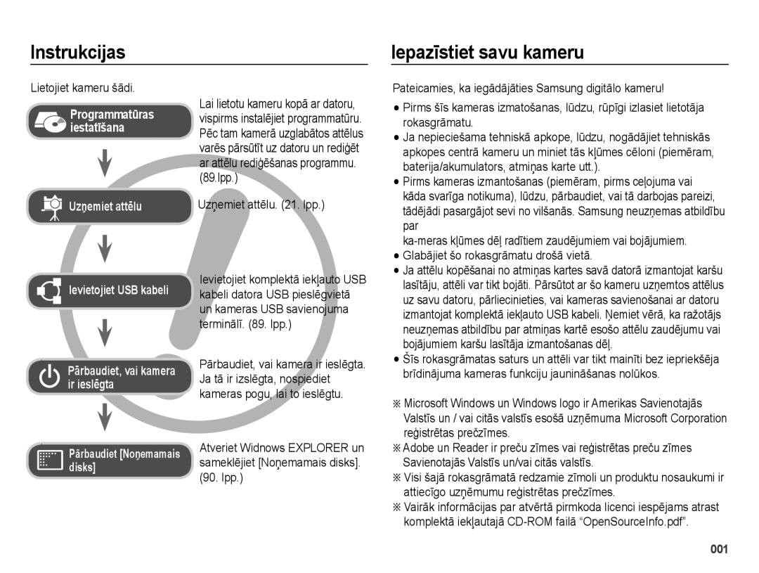 Samsung EC-ES65ZZBPSRU, EC-ES65ZZBPSE2 Instrukcijas Iepazīstiet savu kameru, Lietojiet kameru šādi, Uzņemiet attēlu . lpp 