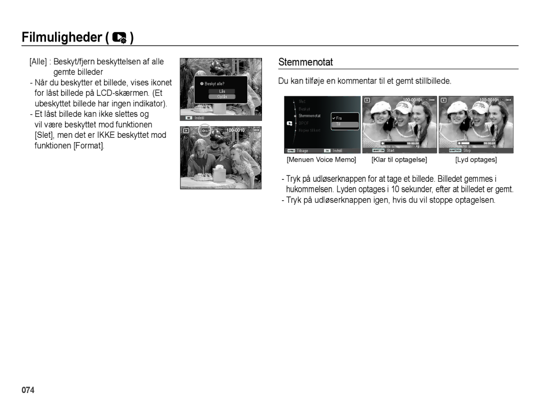 Samsung EC-ES65ZZBPSE2, EC-ES65ZZBPPE2, EC-ES65ZZBPBE2 manual Stemmenotat 