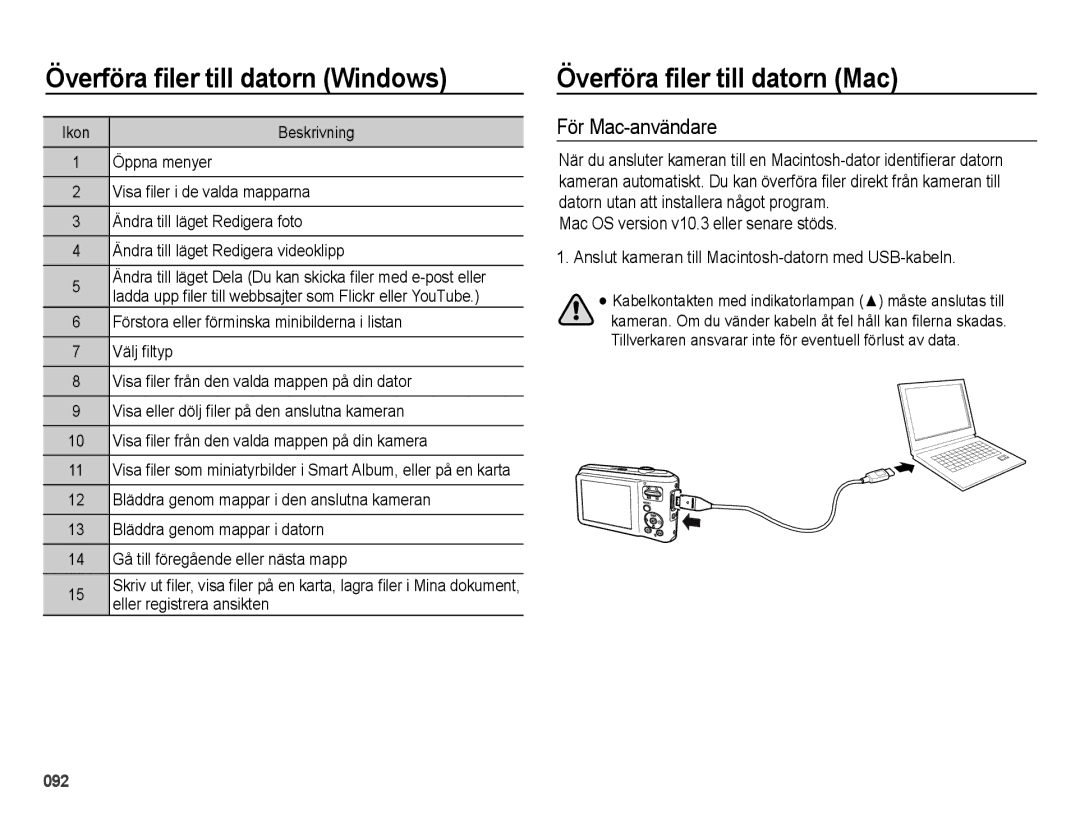 Samsung EC-ES65ZZBPSE2, EC-ES65ZZBPPE2, EC-ES65ZZBPBE2 manual Överföra filer till datorn Mac, För Mac-användare 