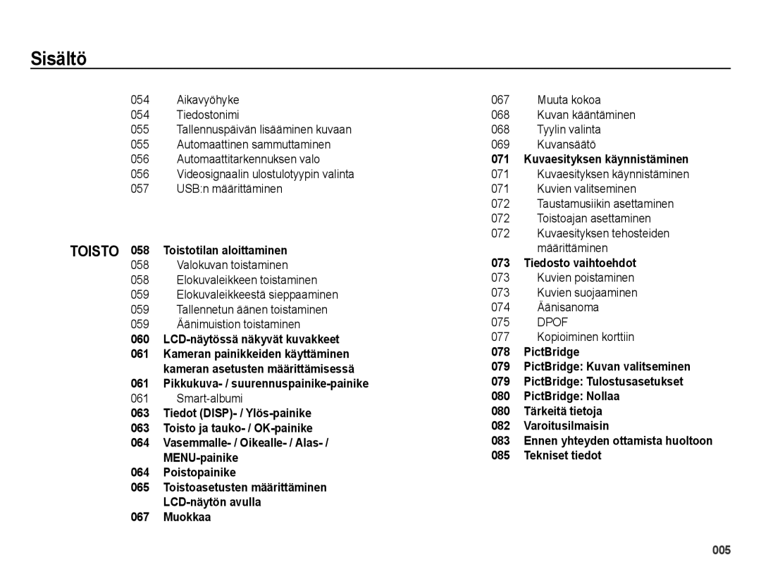 Samsung EC-ES65ZZBPSE2 Toisto 058 Toistotilan aloittaminen, LCD-näytössä näkyvät kuvakkeet, Muokkaa, Tiedosto vaihtoehdot 