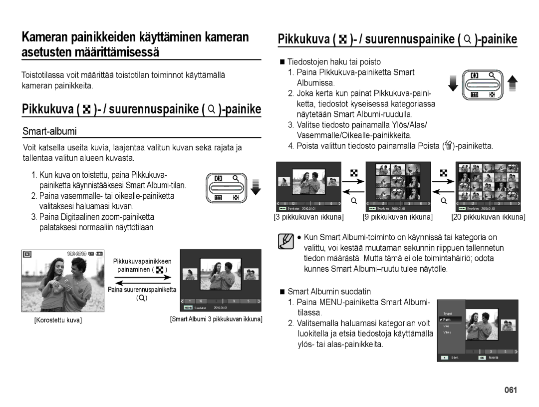 Samsung EC-ES65ZZBPBE2, EC-ES65ZZBPSE2 manual Smart-albumi, Poista valittun tiedosto painamalla Poista Õ-painiketta 