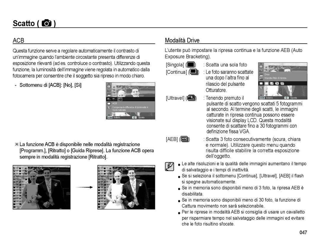 Samsung EC-ES65ZZBPBIT, EC-ES65ZZBPSIT, EC-ES65ZZBPWIT, EC-ES65ZZBPPIT, EC-ES65ZZDPSME, EC-ES65ZZDPBME manual Modalità Drive 