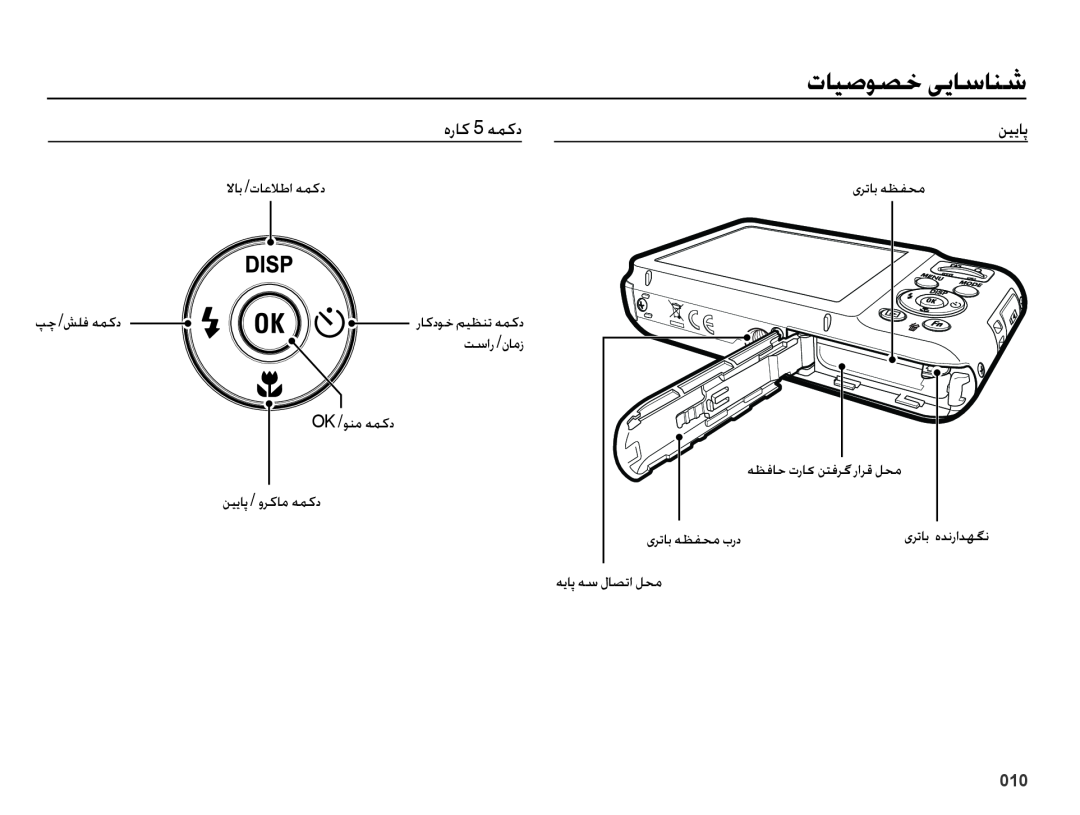 Samsung EC-ES70ZZBPSSA هراك 5 همكد, نییاپ, تایصوصخ ییاسانش, لااب /تاعلاطا همكد, یرتاب هظفحم, پچ /شلف همكد, تسار /نامز 