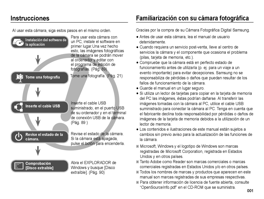 Samsung EC-ES70ZZBPRE1 Instrucciones, Al usar esta cámara, siga estos pasos en el mismo orden, Tome una fotografía. Pág 