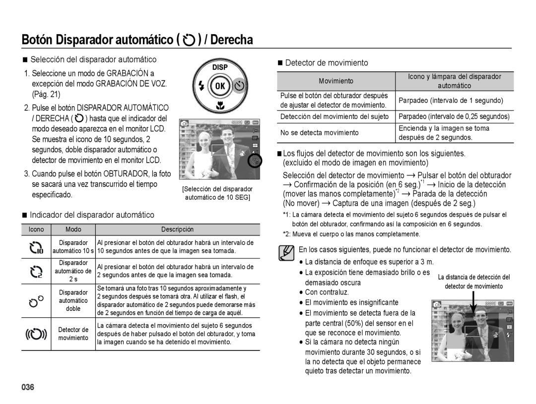 Samsung EC-ES70ZZBPPE1, EC-ES70ZZBPBE1, EC-ES71ZZBDBE1, EC-ES70ZZBPRE1, EC-ES71ZZBDPE1 Botón Disparador automático / Derecha 