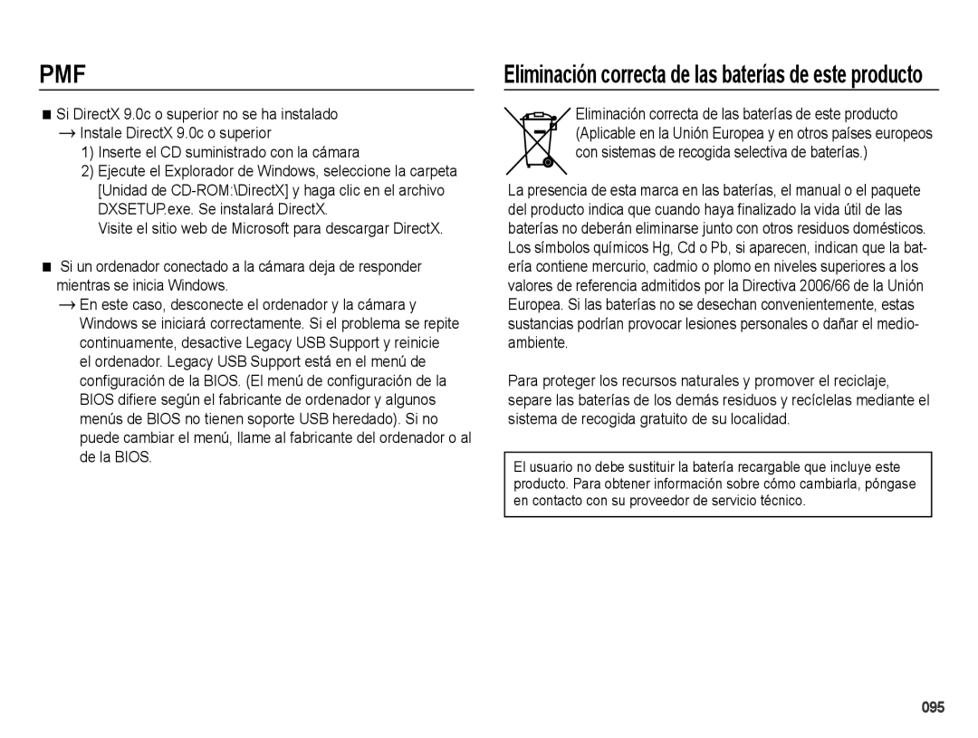 Samsung EC-ES70ZZBPBE1, EC-ES71ZZBDBE1, EC-ES70ZZBPRE1, EC-ES71ZZBDPE1 Eliminación correcta de las baterías de este producto 