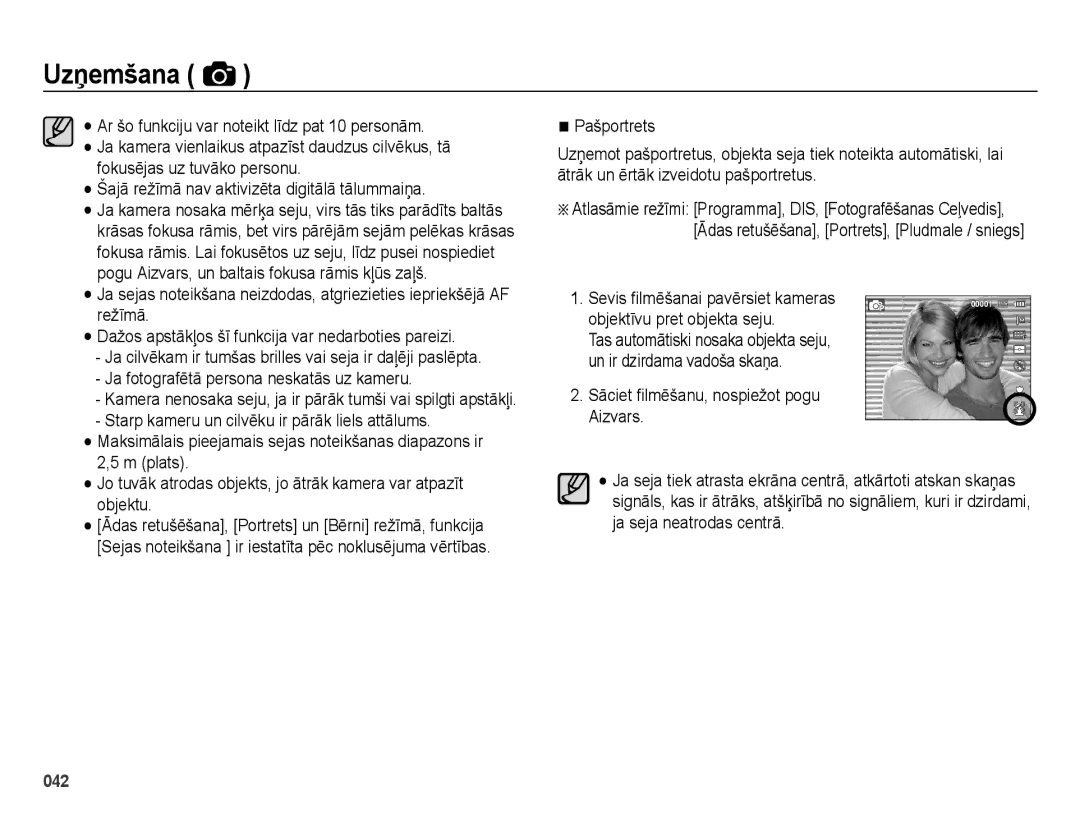 Samsung EC-ES70ZZBPSRU, EC-ES70ZZBPBE2, EC-ES70ZZBPBRU manual Šajā režīmā nav aktivizēta digitālā tālummaiņa 