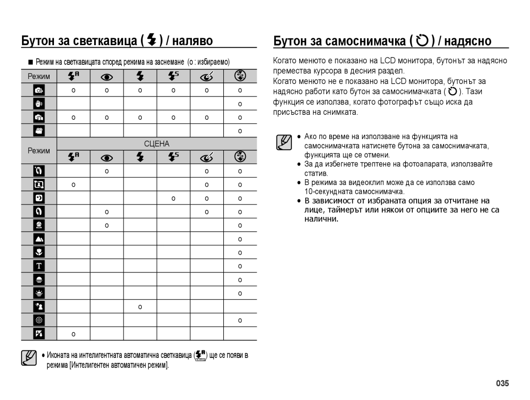 Samsung EC-ES70ZZBPBE3, EC-ES70ZZBPSE3, EC-ES70ZZBPUE3 manual Наляво, Бутон за самоснимачка / надясно 