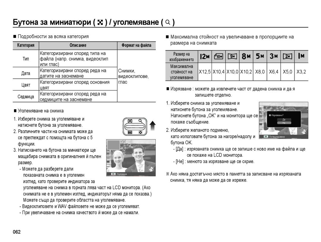 Samsung EC-ES70ZZBPBE3, EC-ES70ZZBPSE3, EC-ES70ZZBPUE3 manual Бутона за миниатюри º / уголемяване í, Покаже съобщение 