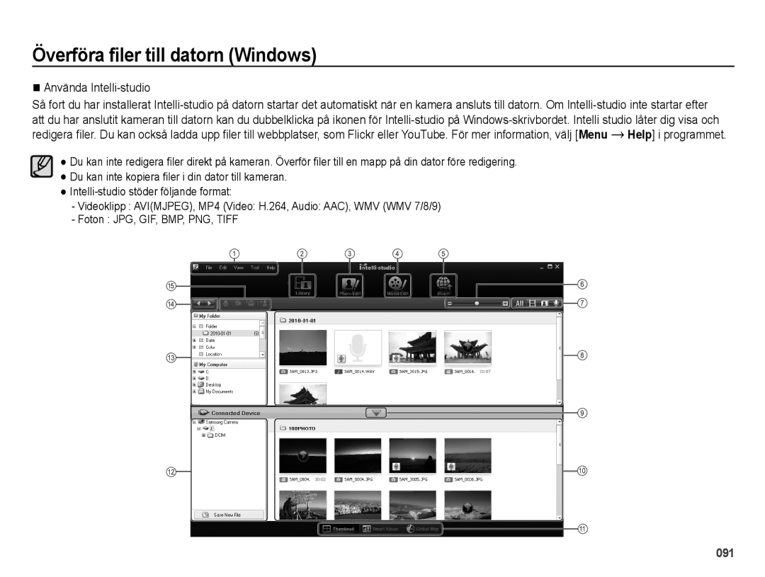 Samsung EC-ES70ZZBPRE2, EC-ES70ZZBPPE2, EC-ES70ZZBPSE2, EC-ES70ZZBPUE2, EC-ES71ZZBDBE2, EC-ES70ZZBPBE2 Använda Intelli-studio 