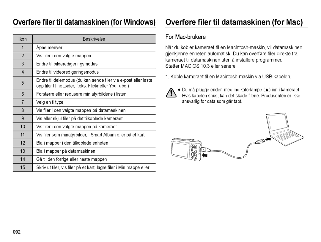 Samsung EC-ES70ZZBPSE2, EC-ES70ZZBPPE2, EC-ES70ZZBPRE2, EC-ES70ZZBPUE2, EC-ES71ZZBDBE2, EC-ES70ZZBPBE2 manual For Mac-brukere 