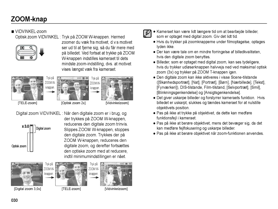 Samsung EC-ES70ZZBPUE2, EC-ES70ZZBPPE2, EC-ES70ZZBPRE2, EC-ES70ZZBPSE2, EC-ES71ZZBDBE2, EC-ES70ZZBPBE2 manual ZOOM-knap 