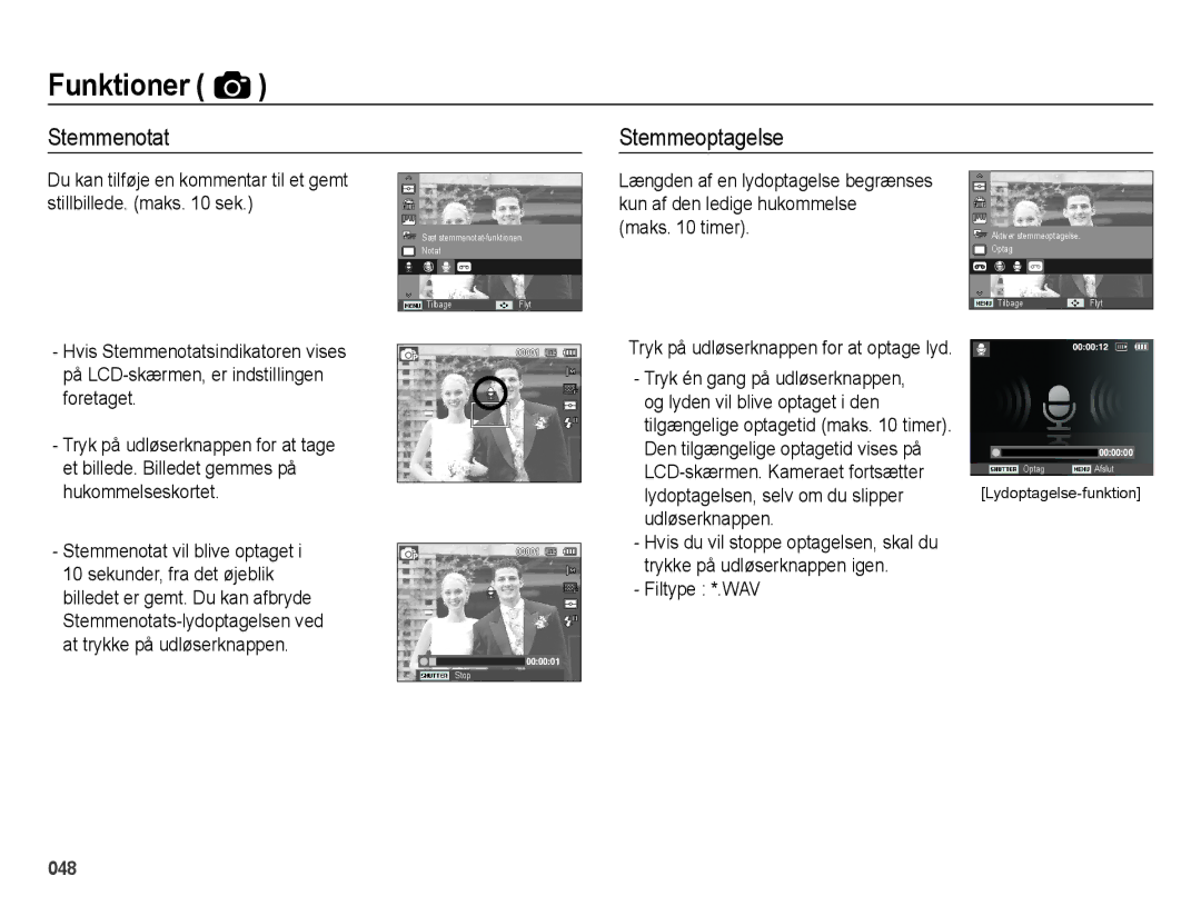 Samsung EC-ES70ZZBPPE2, EC-ES70ZZBPRE2, EC-ES70ZZBPSE2, EC-ES70ZZBPUE2, EC-ES71ZZBDBE2, EC-ES70ZZBPBE2 manual Stemmenotat 