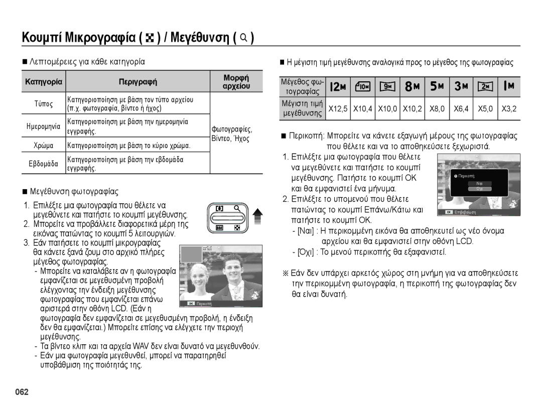 Samsung EC-ES70ZZBPPE3 Κουμπί Μικρογραφία º / Μεγέθυνση í, Μεγέθυνσης. Πατήστε το κουμπί ΟΚ, Και θα εμφανιστεί ένα μήνυμα 