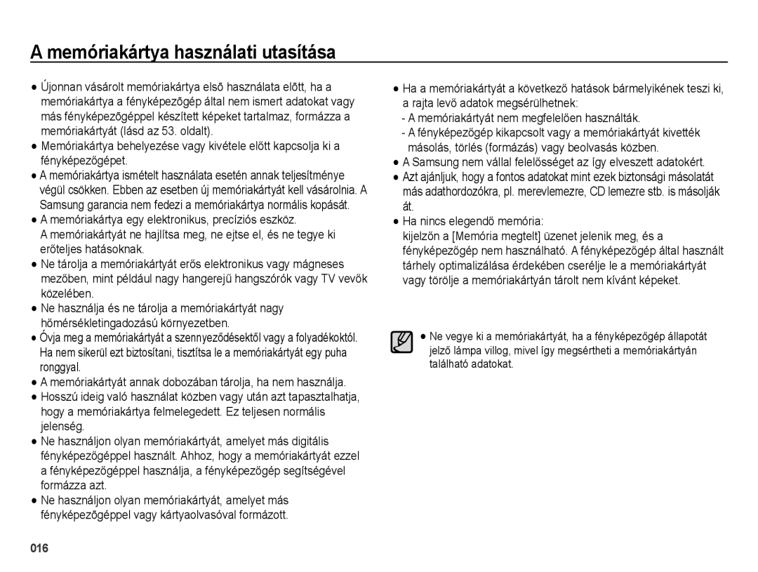 Samsung EC-ES70ZZBPPIT, EC-ES70ZZBPSIT, EC-ES70ZZBPBIT, EC-ES70ZZBPBE3, EC-ES70ZZBPSE3 Memóriakártya használati utasítása 