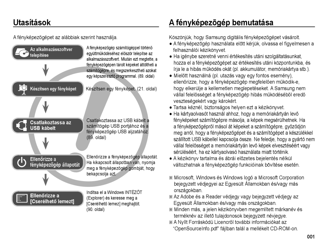 Samsung EC-ES70ZZBPBIT, EC-ES70ZZBPSIT Utasítások, Fényképezõgép bemutatása, Fényképezőgépet az alábbiak szerint használja 