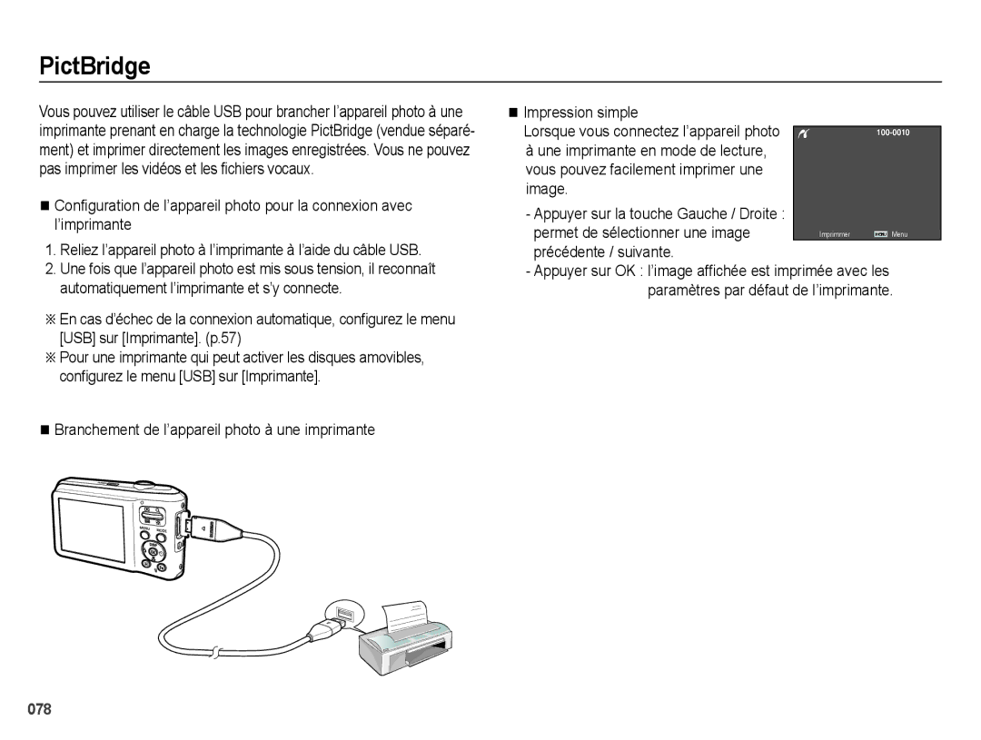 Samsung EC-ES70ZZBPBE1, EC-ES71ZZBDSE1, EC-ES71ZZBDRE1, EC-ES71ZZBDBE1, EC-ES70ZZBPRE1, EC-ES71ZZBDPE1 manual PictBridge 