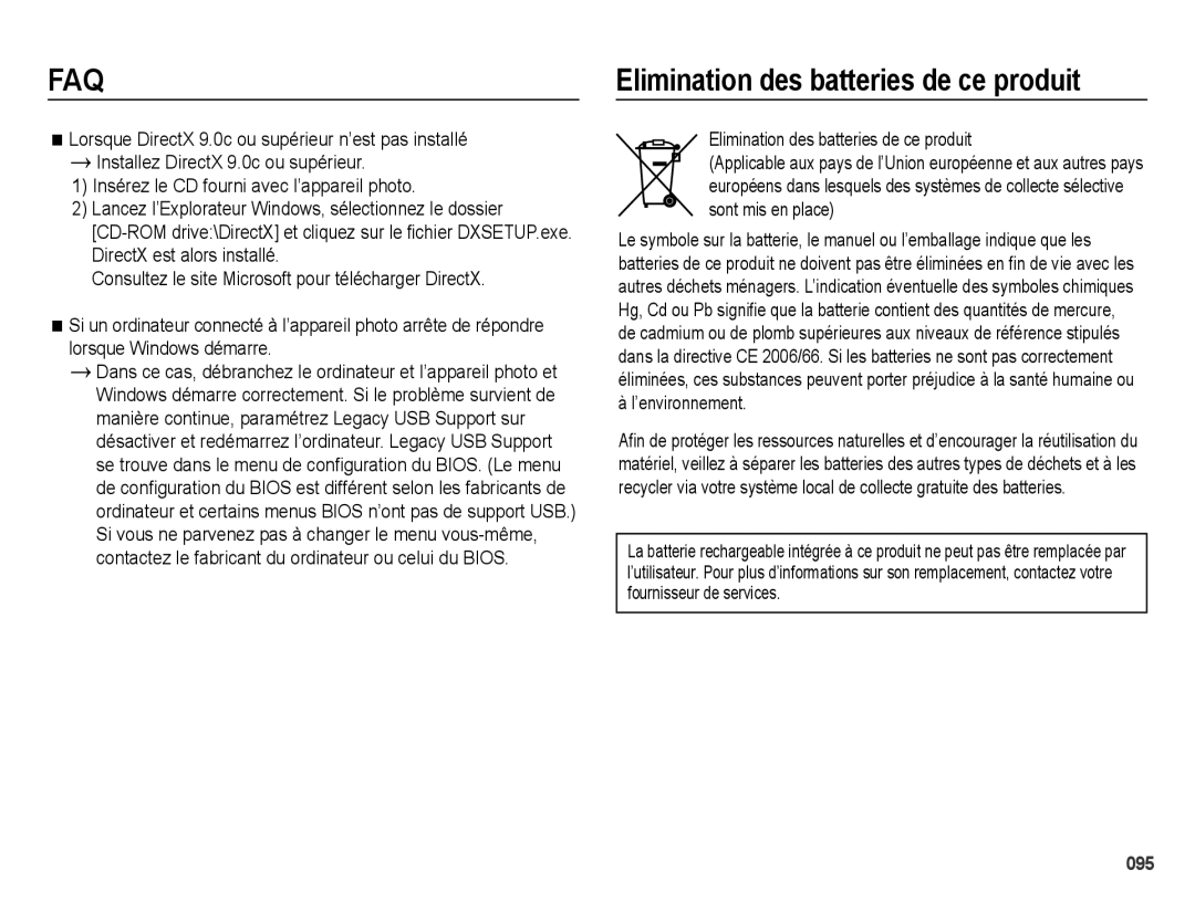 Samsung EC-ES71ZZBDPE1, EC-ES71ZZBDSE1, EC-ES71ZZBDRE1 manual Elimination des batteries de ce produit, Sont mis en place 