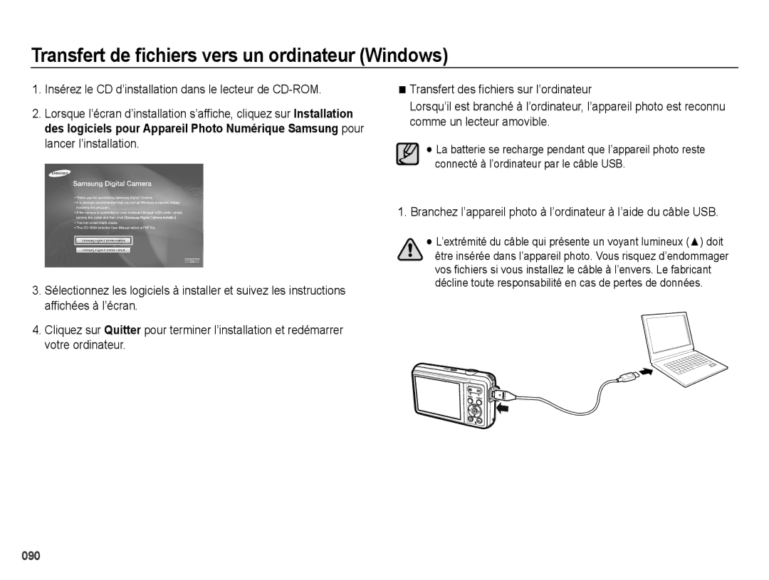 Samsung EC-ES74ZZBDBE1, EC-ES73ZZBPBE1 manual Insérez le CD d’installation dans le lecteur de CD-ROM 