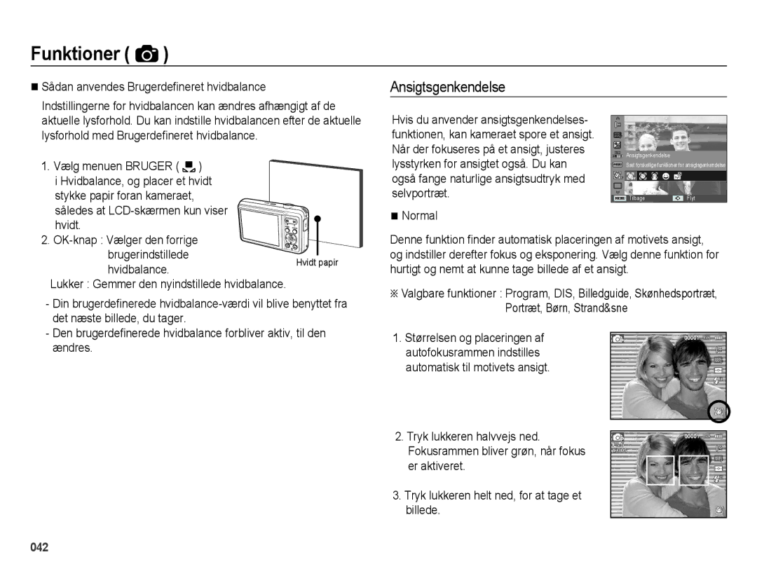 Samsung EC-ES73ZZBPBE2 manual Ansigtsgenkendelse 