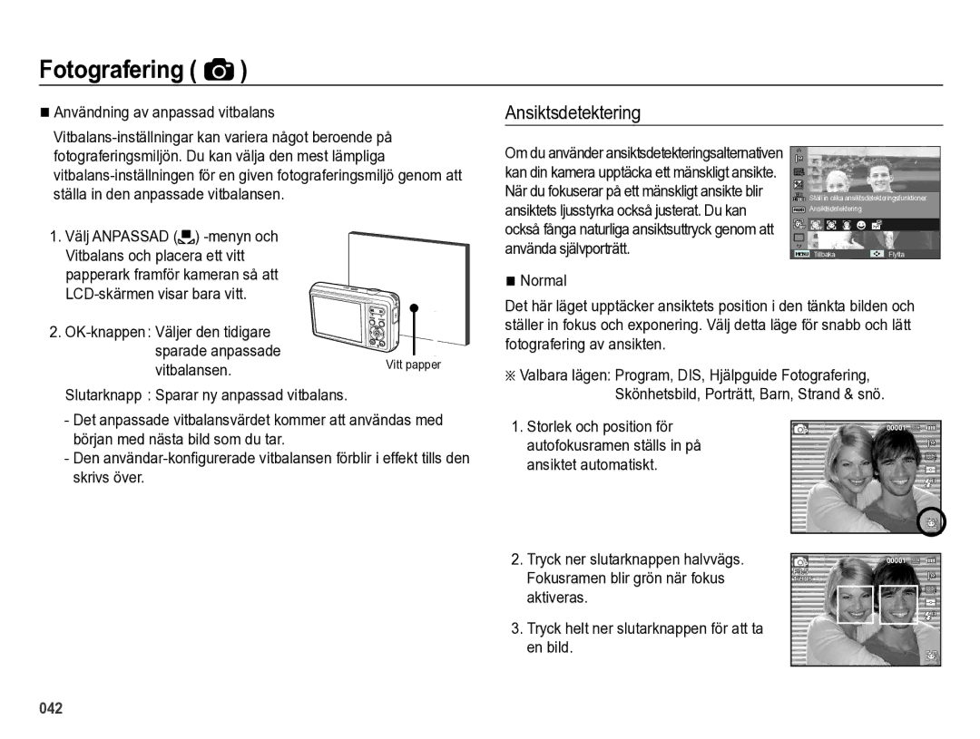 Samsung EC-ES73ZZBPBE2 manual Ansiktsdetektering 