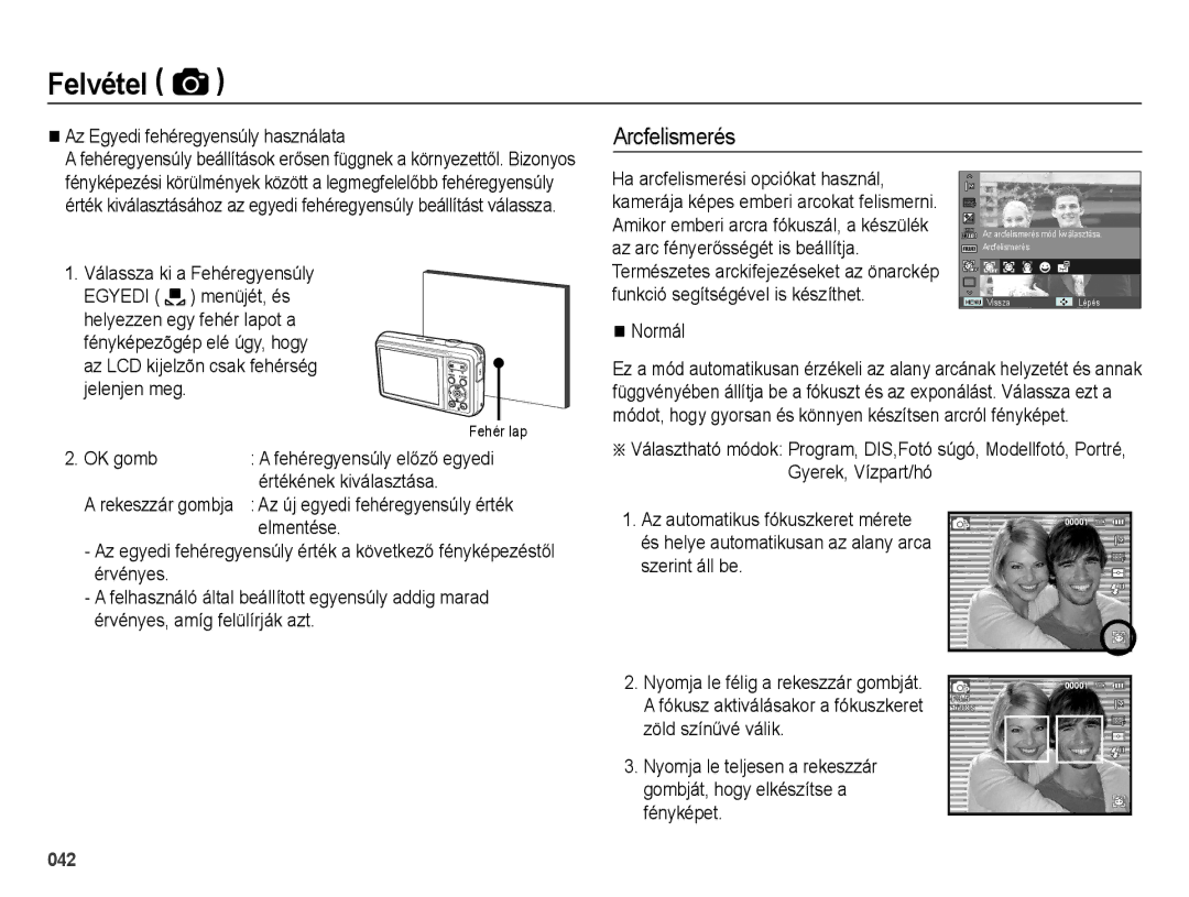 Samsung EC-ES73ZZBPUE3, EC-ES73ZZBPBE3, EC-ES73ZZBPSE3, EC-ES73ZZBPOE3, EC-ES73ZZBPRE3 manual Arcfelismerés 