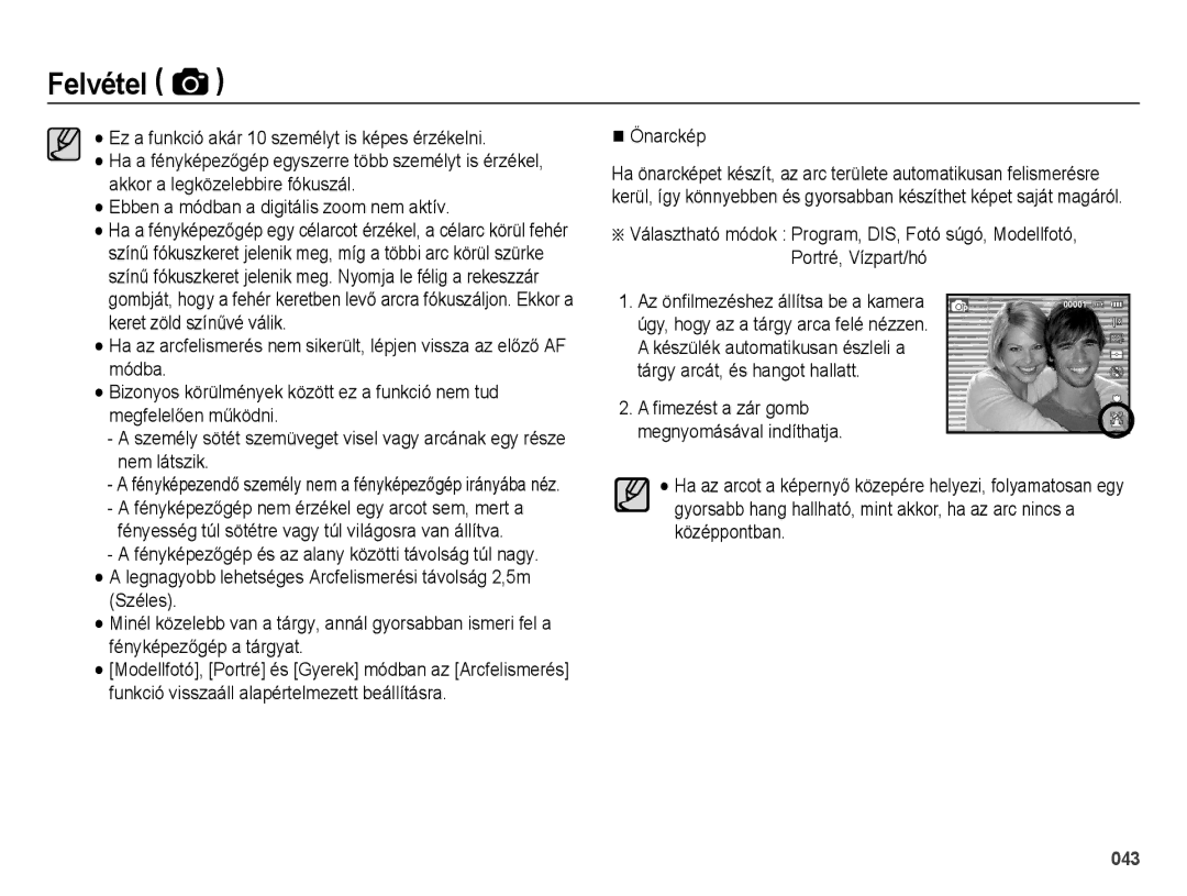 Samsung EC-ES73ZZBPRE3, EC-ES73ZZBPBE3, EC-ES73ZZBPSE3, EC-ES73ZZBPOE3, EC-ES73ZZBPUE3 manual Önarckép 