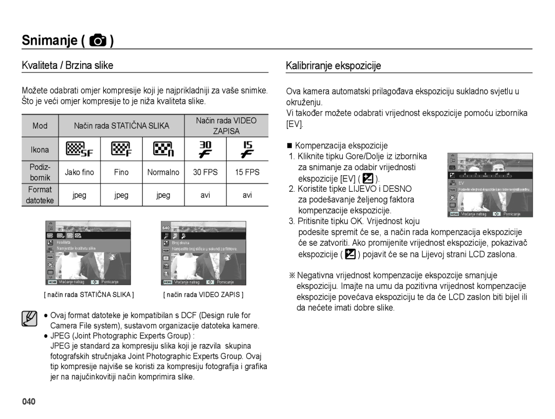 Samsung EC-ES73ZZBPSE3 Kvaliteta / Brzina slike, Kalibriranje ekspozicije, Ekspozicije EV, Da nećete imati dobre slike 