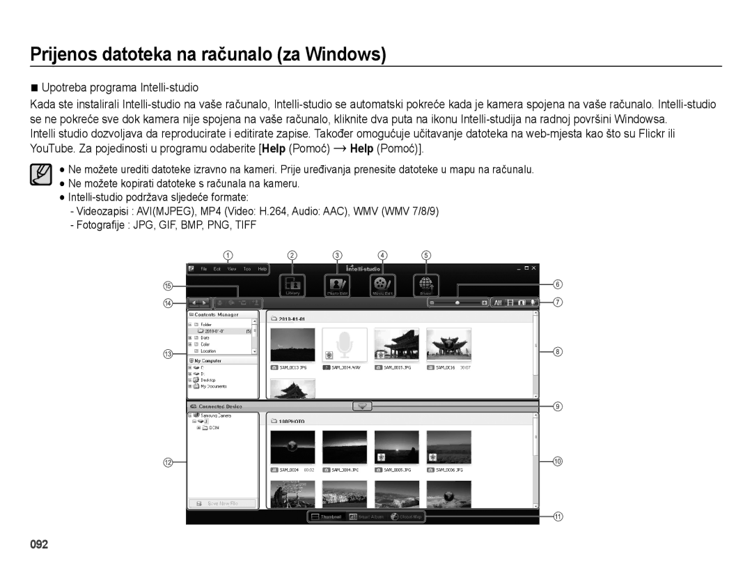 Samsung EC-ES73ZZBPUE3, EC-ES73ZZBPBE3, EC-ES73ZZBPSE3, EC-ES73ZZBPOE3 manual Upotreba programa Intelli-studio, Help Pomoć 