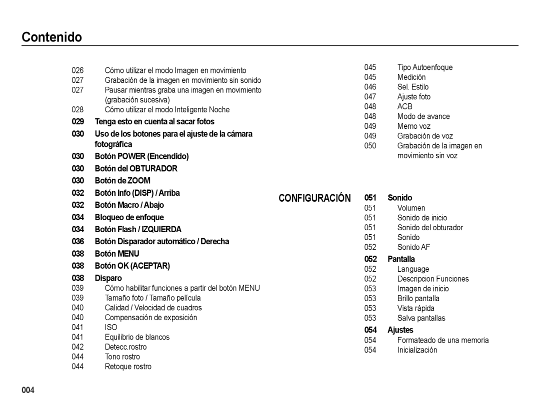 Samsung EC-ES73ZZBPRE1 manual Memo voz, Grabación de voz, 050, Movimiento sin voz, Volumen, Sonido de inicio, Language 