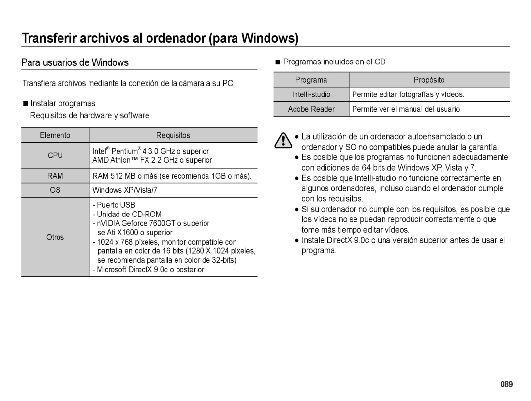 Samsung EC-ES74ZZBDBE1, EC-ES73ZZBBOCA manual Transferir archivos al ordenador para Windows, Para usuarios de Windows 