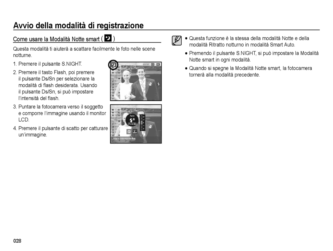 Samsung EC-ES73ZZBPBIT, EC-ES74ZZBDBE1, EC-ES73ZZBPOE1, EC-ES73ZZBPRIT, EC-ES73ZZBPUIT Come usare la Modalità Notte smart 