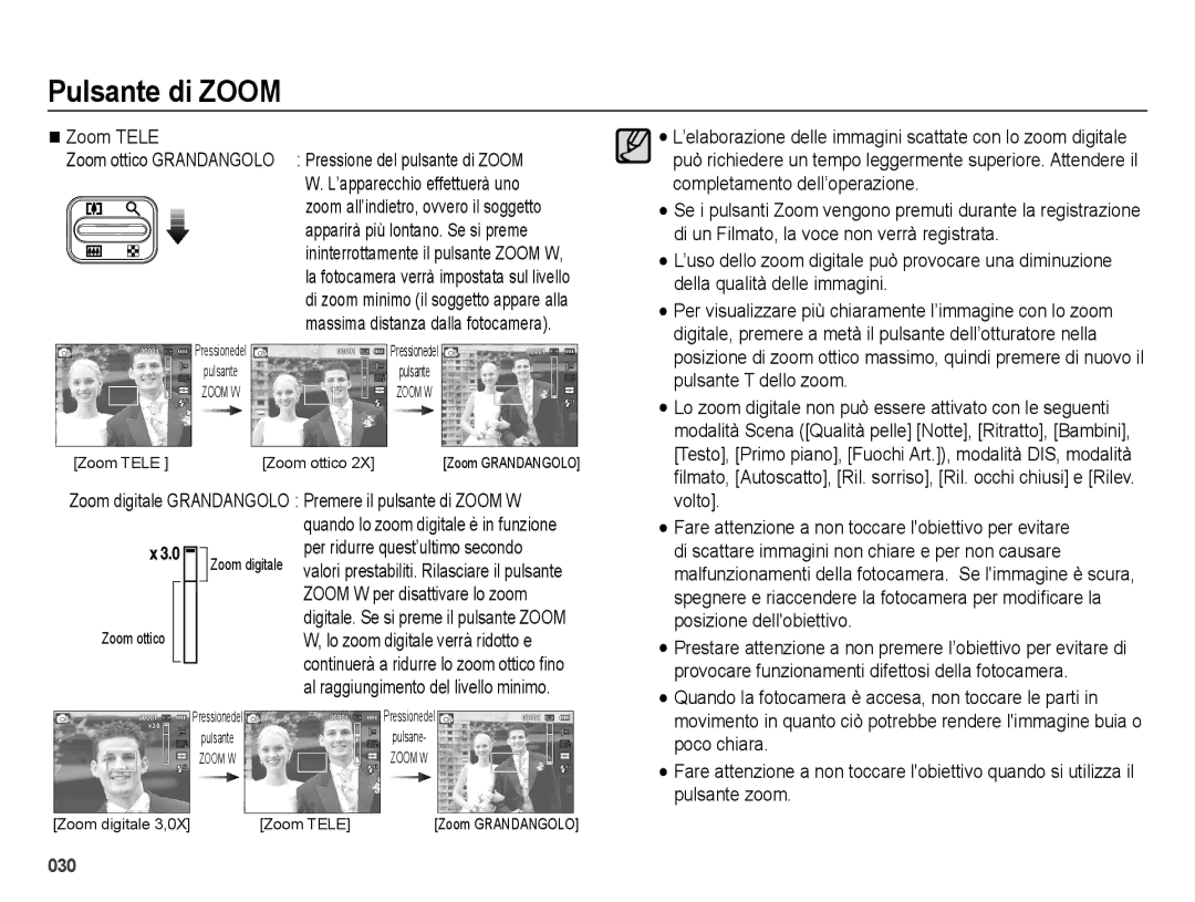 Samsung EC-ES75ZZBPOIT, EC-ES74ZZBDBE1, EC-ES75ZZBPBIT, EC-ES75ZZBPUIT, EC-ES75ZZBPSIT manual 030 