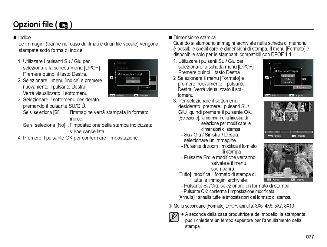 Samsung EC-ES75ZZBPUIT Indice, Utilizzare i pulsanti Su / Giù per, Premere quindi il tasto Destra, Selezionare un’immagine 