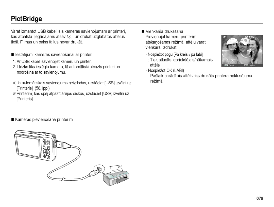 Samsung EC-ES75ZZBPBE2, EC-ES75ZZBPBRU manual PictBridge, Attēls 