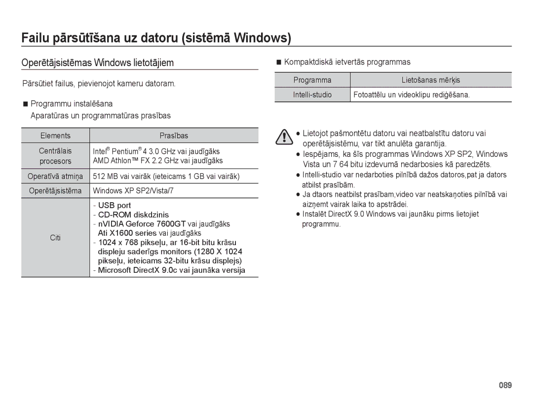 Samsung EC-ES75ZZBPBE2, EC-ES75ZZBPBRU Failu pārsūtīšana uz datoru sistēmā Windows, Operētājsistēmas Windows lietotājiem 