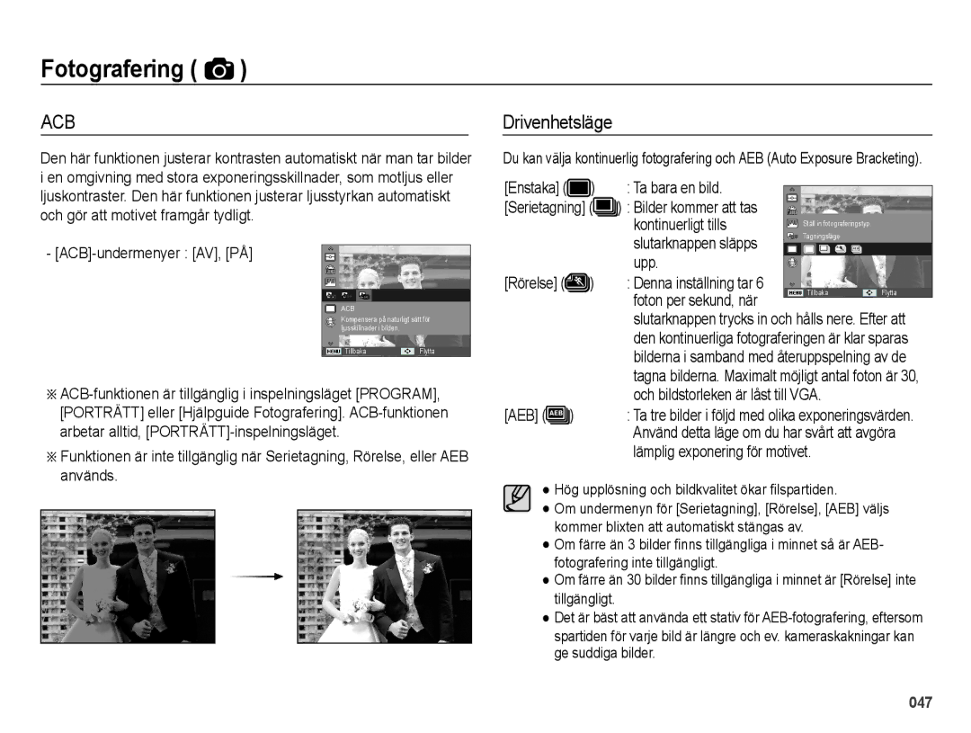 Samsung EC-ES75ZZBPBE2 manual Drivenhetsläge 