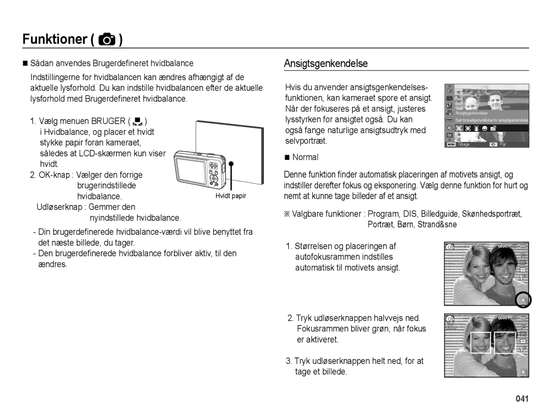 Samsung EC-ES75ZZBPBE2 manual Ansigtsgenkendelse 