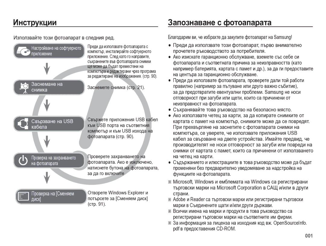 Samsung EC-ES75ZZBPUE3, EC-ES75ZZBPBE3 Инструкции, Запознаване с фотоапарата, Използвайте този фотоапарат в следния ред 