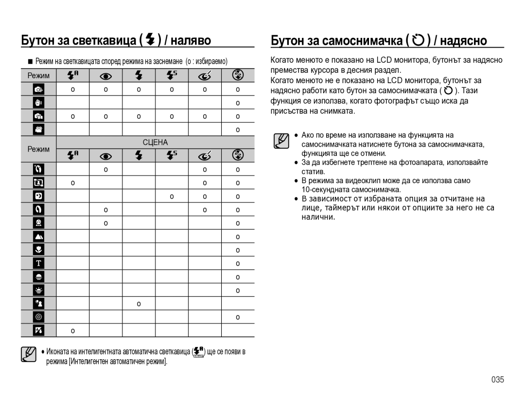 Samsung EC-ES75ZZBPBE3, EC-ES75ZZBPSE3, EC-ES75ZZBPUE3, EC-ES75ZZBPOE3 manual Наляво, Бутон за самоснимачка / надясно 