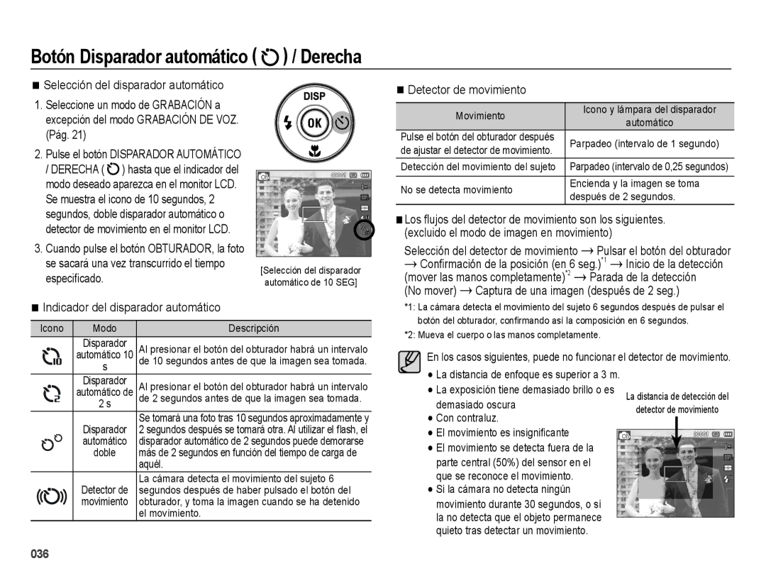 Samsung EC-ES74ZZBDBE1, EC-ES75ZZBPSE1, EC-ES75ZZBPBE1, EC-ES75ZZBPUE1, EC-ES75ZZBPOE1 Botón Disparador automático / Derecha 