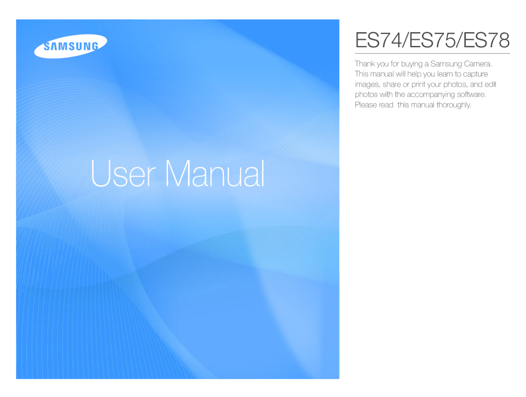 Samsung EC-ES75ZZBPOIT, EC-ES74ZZBDBE1, EC-ES75ZZBPBIT, EC-ES75ZZBPUIT, EC-ES75ZZBPSIT manual ES74/ES75/ES78 