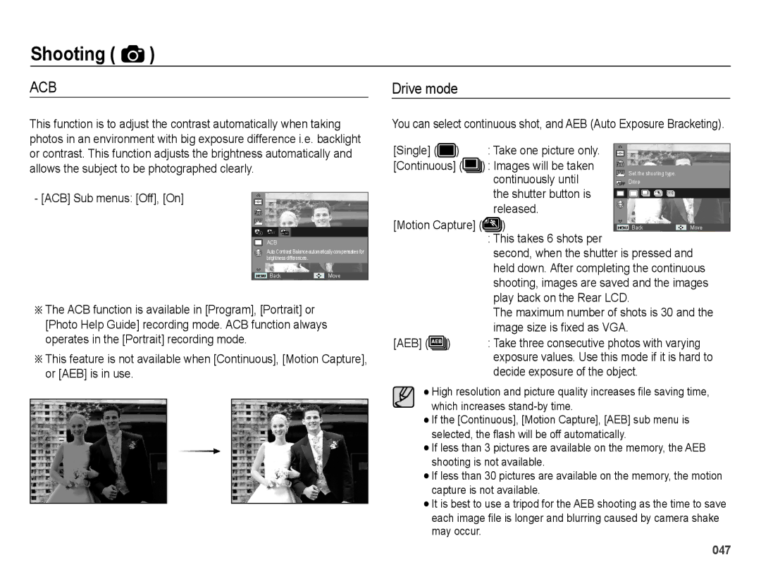 Samsung EC-ES75ZZBPSE1, EC-ES75ZZBPBE1, EC-ES75ZZBPRZA, EC-ES74ZZBDBE1, EC-ES75ZZBPUE1, EC-ES75ZZBPBZA manual Drive mode 