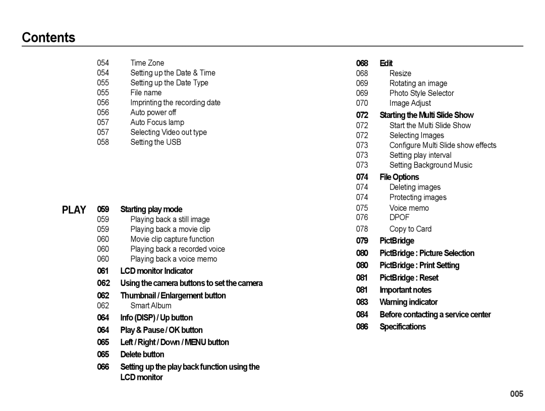 Samsung EC-ES75ZZBPOIT manual Play 059 Starting play mode, Starting the Multi Slide Show, File Options, Smart Album 