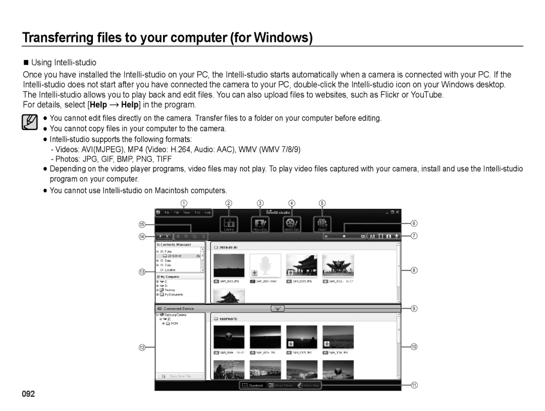 Samsung EC-ES75ZZBPUE2, EC-ES75ZZBPSE1, EC-ES75ZZBPBE1, EC-ES75ZZBPRZA manual Using Intelli-studio, For details, select Help 