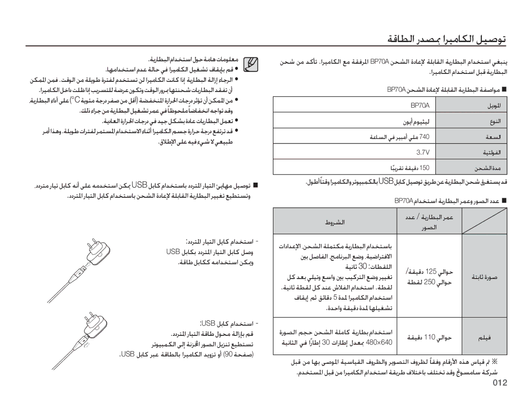 Samsung EC-ES75ZZBPBDZ, EC-ES75ZZBPSE1, EC-ES75ZZBPBE1, EC-ES75ZZBPRZA, EC-ES75ZZBPUE1 manual ةقاطلا ردصبم اريماكلا ليصوت 