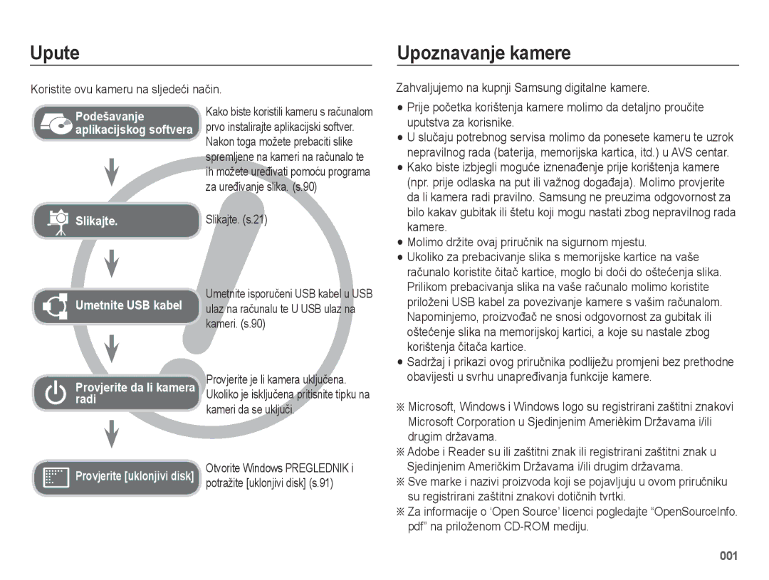 Samsung EC-ES75ZZBPSE3 manual Upute, Upoznavanje kamere 