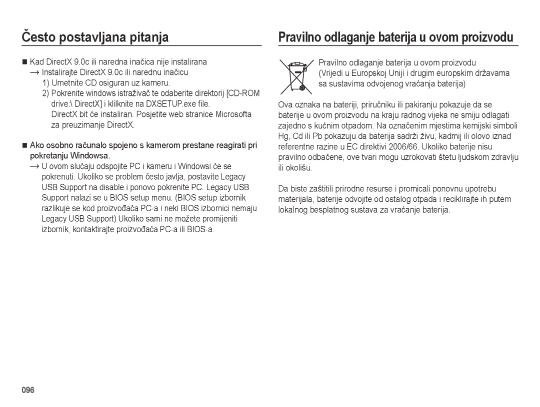 Samsung EC-ES75ZZBPSE3 manual Pravilno odlaganje baterija u ovom proizvodu 