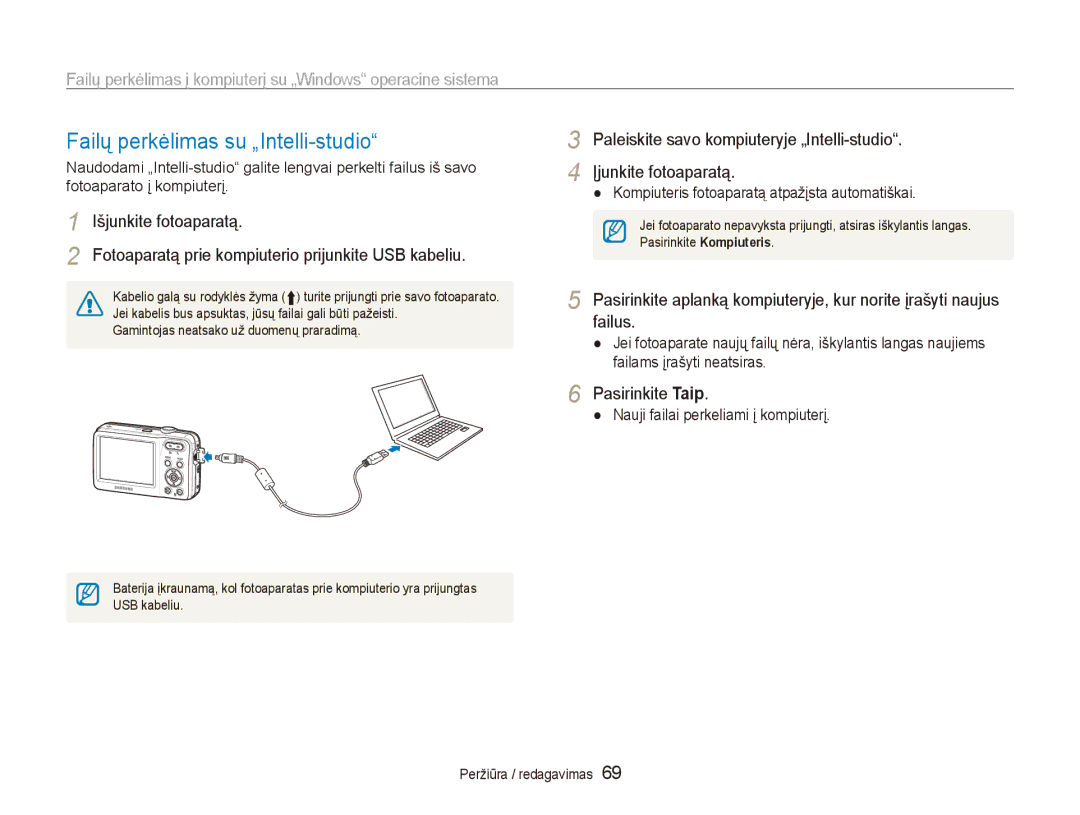 Samsung EC-ES80ZZBPBE2 manual Failų perkėlimas su „Intelli-studio, Pasirinkite Taip, Nauji failai perkeliami į kompiuterį 