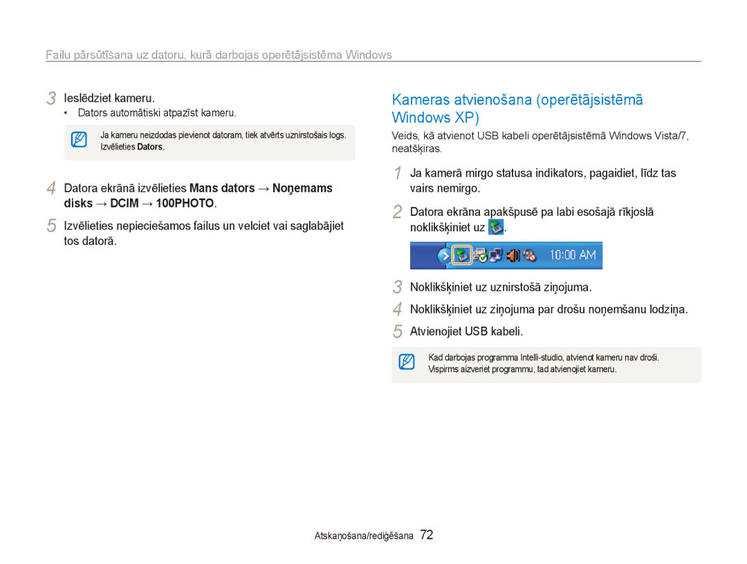 Samsung EC-ES80ZZBPBE2 Kameras atvienošana operētājsistēmā Windows XP, Datora ekrānā izvēlieties Mans dators → Noņemams 